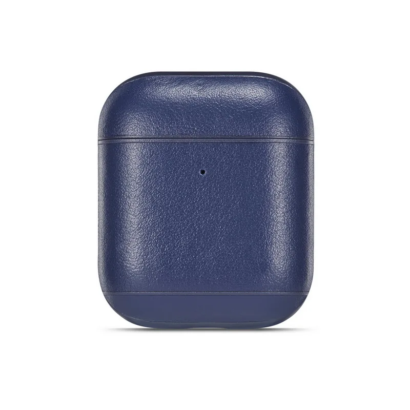 Для Apple Airpods чехол из натуральной кожи Bluetooth беспроводной Чехол для наушников чехол для Airpods 1 2 Coque Air Pod зарядная коробка - Цвет: Синий