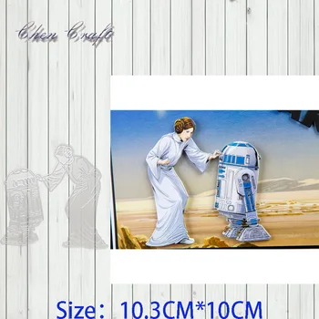 

Beauty and little robot Metal Cutting Dies Stencils Scrapbooking Decorative Embossing Folder Carbon Steel Paper Card DIY