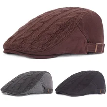 Мужские зимние вязаные береты для вождения, шапка для гольфа, регулируемая кепка газетчика CSHAT0327