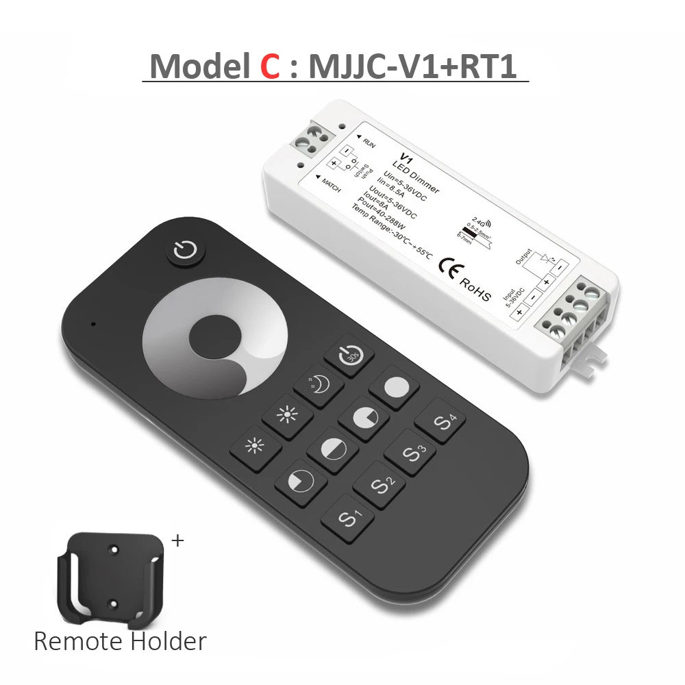 Model C 12 В светодиодный диммер 24 В ШИМ Беспроводной RF Диммер 36 в 5 В Светодиодная лента диммер 12 вольт 2,4 г пульт дистанционного управления для одноцветного освещения - Цвет: Model C