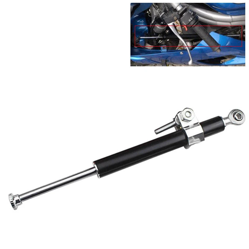 Motorcycle 33cm Aluminum Steering Damper Stabilizer Rod 30mm Fork Clamp Latest