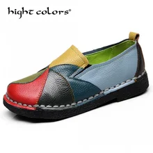 Ручной работы патчи сшивание плоские туфли Национальный стиль мягкая подошва COMFORTABL из натуральной кожи мокасины для Для женщин