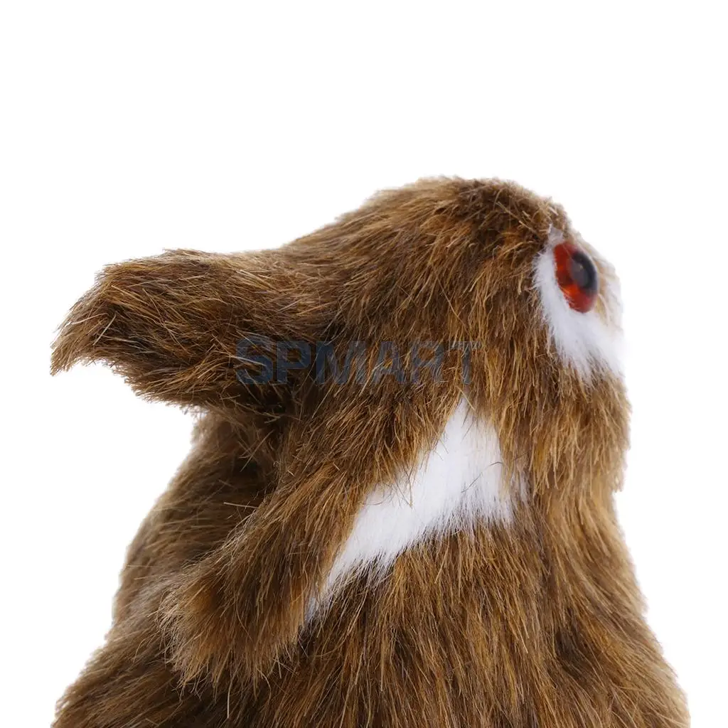 Lifelike Simulation Plush Stuffed Rabbit Hare Bunny Animals Model Figure Plush Figures Soft Toy Home Decoration Brown