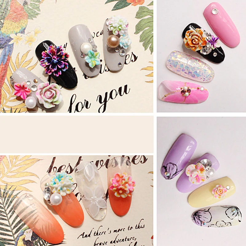 Mtssii 5 шт./лот 3D дизайн ногтей украшения цветы дизайн 2 цвета блестящие наконечники ювелирные изделия аксессуары из смолы шпильки для ногтей