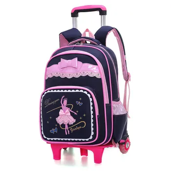 

Lovely Bows 2 Wheels children Trolley school bags backpack detachable waterproof Girls travel bags as gitfs Mochila Infantil