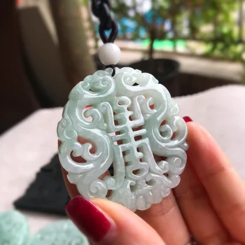 

A natural myanmar yu fu lu shou pendant antique hollow yu pei sweater chain female style/