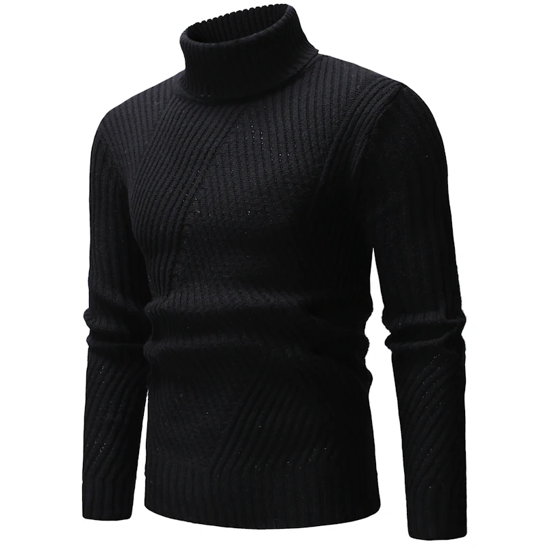 50% OFF 2019 Autumn Winter Men's Sweater Men'S Turtleneck Solid Color Casual Sweater Men Slim Fit Brand Knitted Pullovers Men Clothes