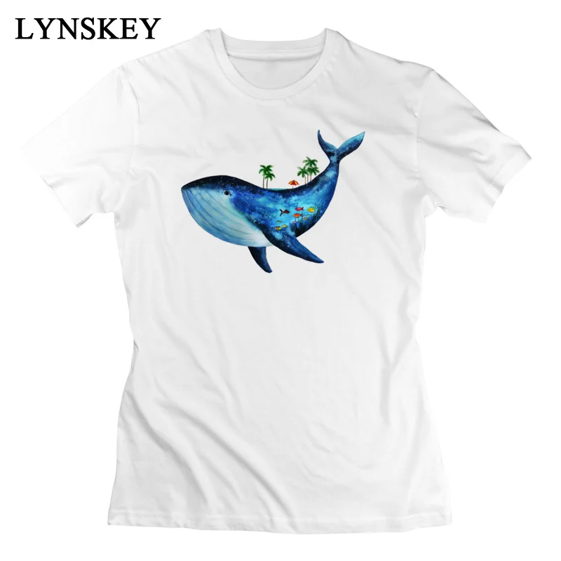 LYNSKEY T Shirt Short Sleeve Funny Coupons Summer whale Round Collar All Cotton Womens Summer/Fall Tops Shirt Funny Tee-Shirt white