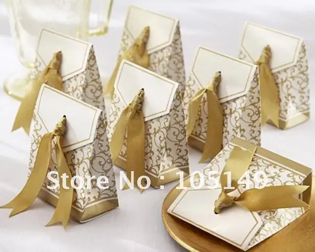 250 шт/партия, классическое украшение для свадьбы подарок, коробка золотой ленты, коробка с подходящей лентой для вечерние коробки и коробки конфет