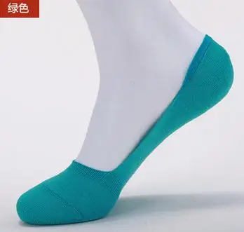 10 шт. = 5 пар/лот, яркие цвета, бамбуковое волокно хлопок, женские короткие носки, супер невидимые носки, Нескользящие женские носки - Цвет: 20 green blue