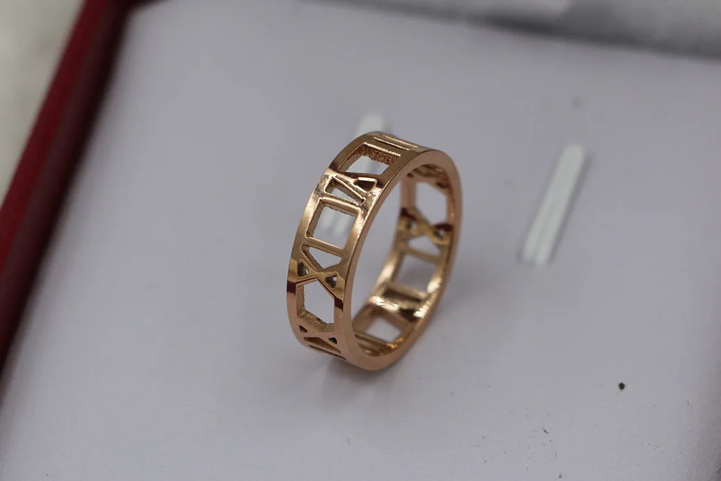 Классические кольца для женщин римские цифры из нержавеющей стали кольца из розового золота фирменные дизайнеры женский подарок для вечеринки