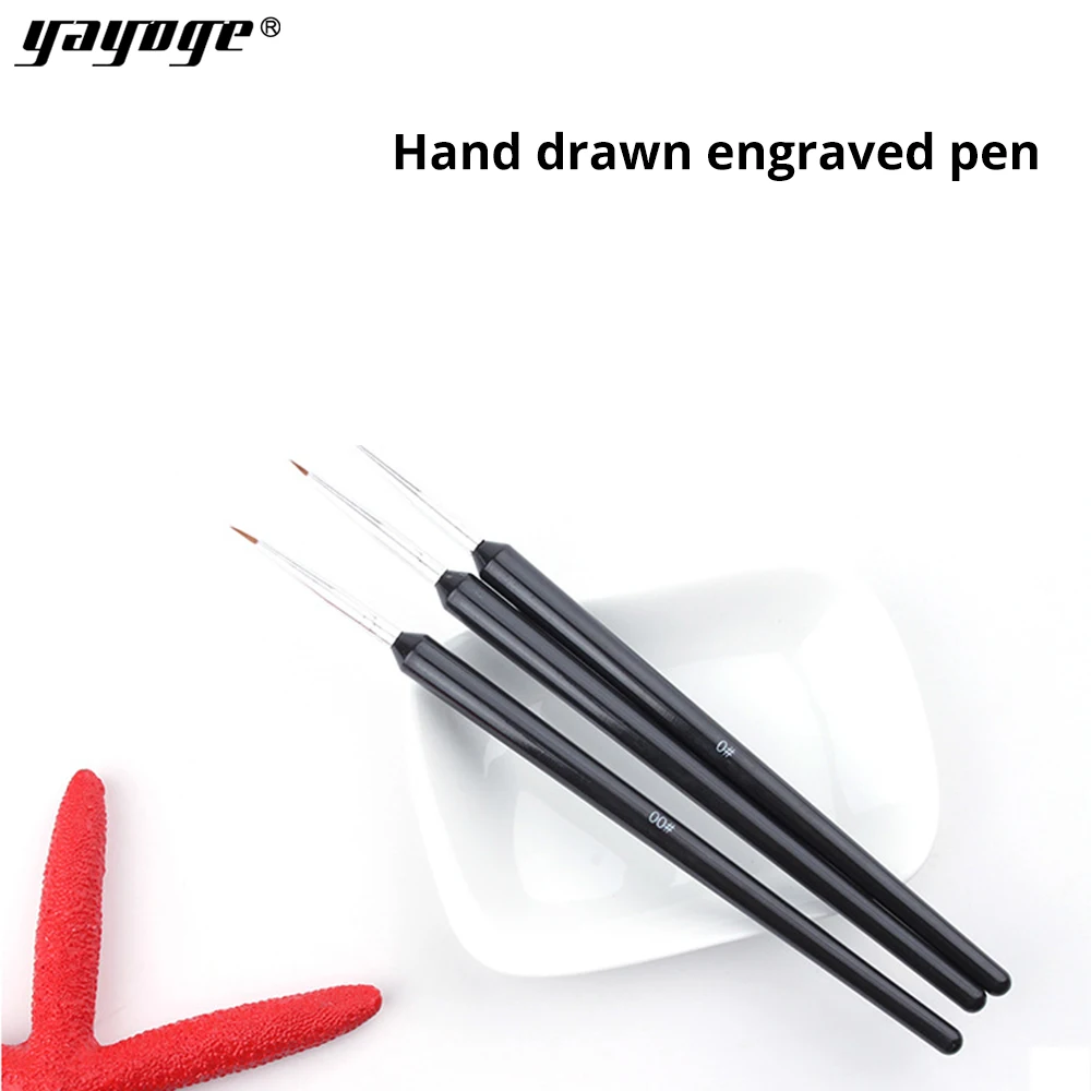 Yayoge ручка для рисования 3 шт для ногтей гель лак для ногтей Удлиненная ручка для волос тоньше окрашенные линии при ручной росписи