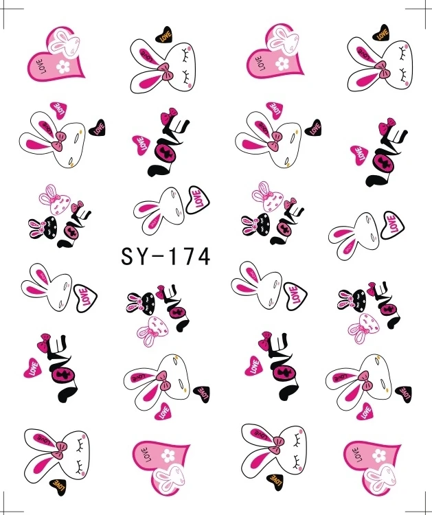 6 упак./лот блеск переводка NAIL ART наклейки на ногти с милыми сердечками ко Дню Святого Валентина Кролик для фотосъемки Христос воскрес с пасхальными яйцами SY171-176
