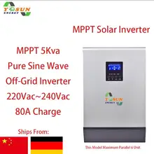 5Kva MPPT 4000W Solar Inverter 230Vac Off-Grid Pure Sine Wave Inverter Build-in MPPT 80A AC Charge 48Vdc Free Parallel Card