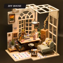 DIY Модель Кукольный дом Миниатюрный Кукольный домик с мебели светодиодный 3D деревянный дом, игрушки для детей день рождения ручной работы ремесла DGM01# E