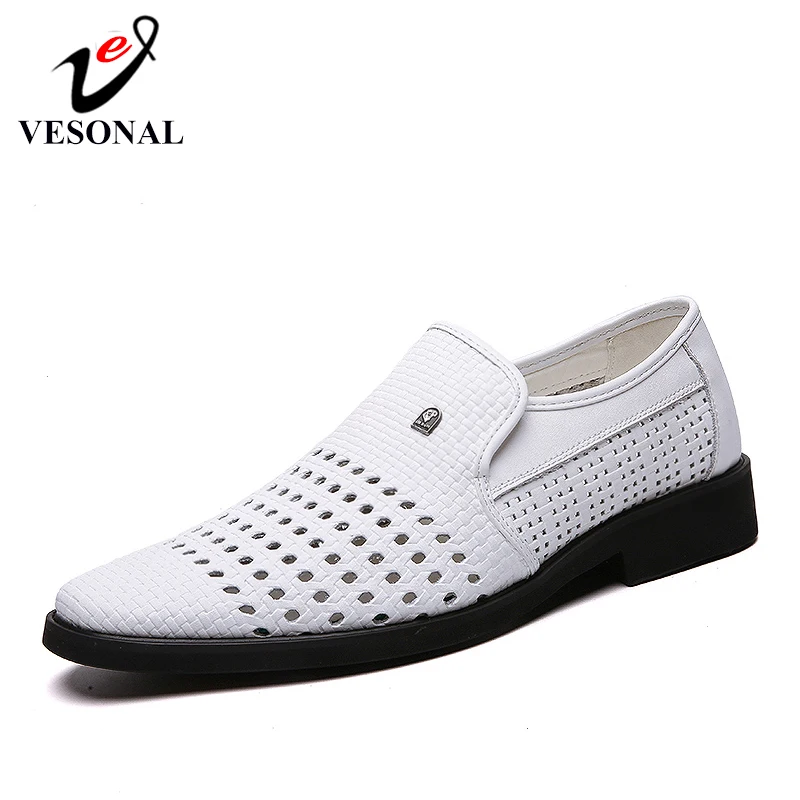 

VESONAL Brand Fashion Leather Shoes Men Simple Business Work Office Shoes Male Genuine Leather Shoes Classic Hollow Oxford Shoes