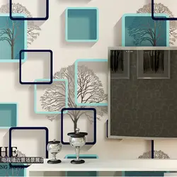 Современный абстрактный Черный и Белый филиал стены Бумага 3 D для Спальня Гостиная ТВ фоне стены фрески синий, серый стены Бумага
