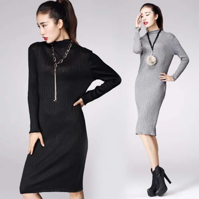 Casual European American Women Fashion Stand Collar Slim Long Sleeve ...