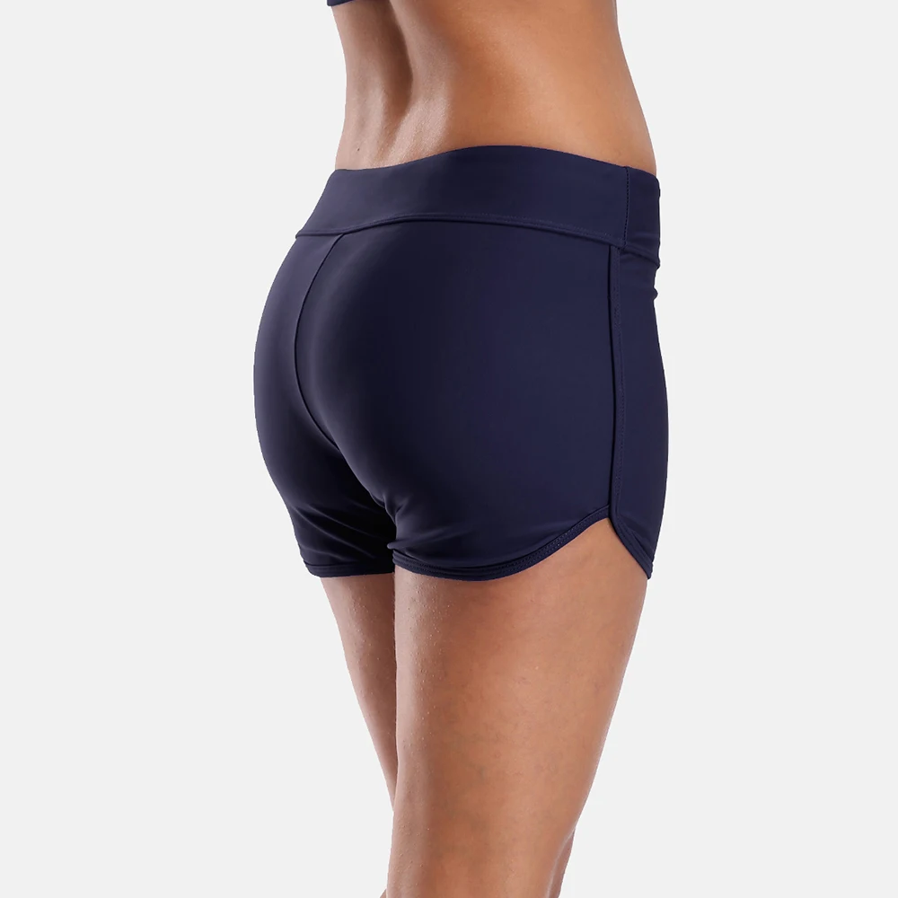 Charmleaks Middle Waist Swimming Shorts Women Solid Color Bikini Bottom Ban Swimwear Briefs Split Swimming Trunks