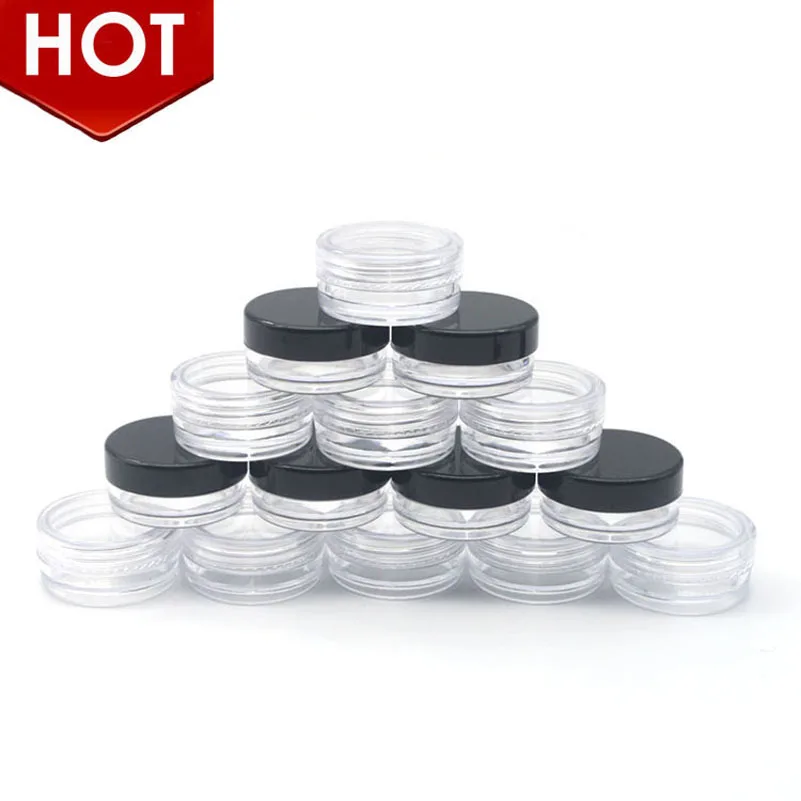 

100pcs 2g Empty Cosmetic Containers Refillable Face Cream Jar Cosmetic Container Plastic Container Empty Sample Makeup Pot