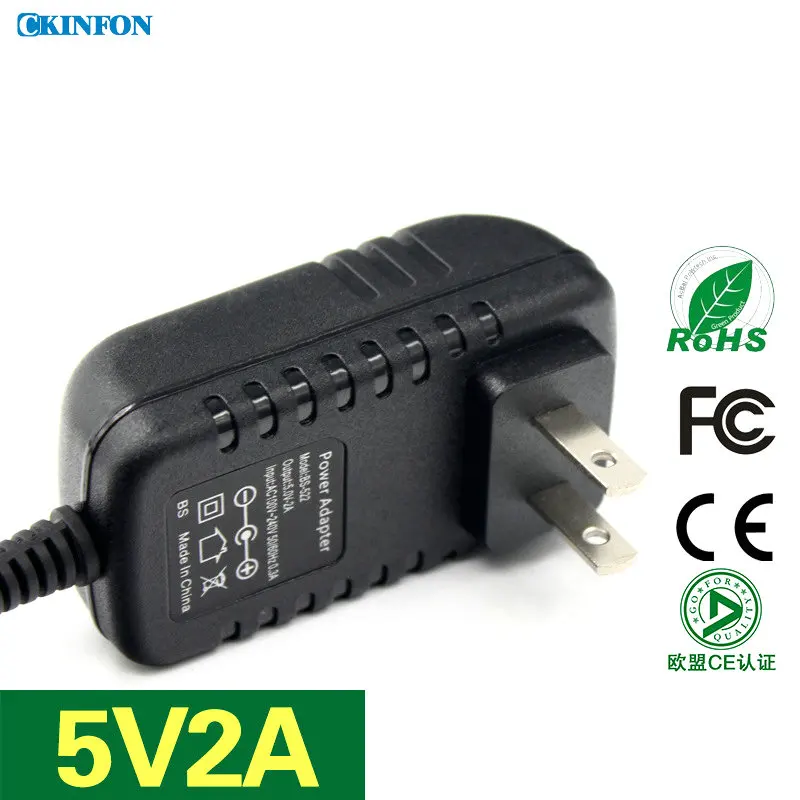 50 шт./лот 5V2A адаптер питания импульсный источник питания верхняя коробка зарядное устройство США штекер