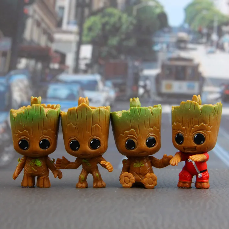 

Cute 4PCS Mini Tree man Guardians Galaxy Baby Treeman Action Figure Toys Grootted Tree Man Car Decoration Miniature Figurines