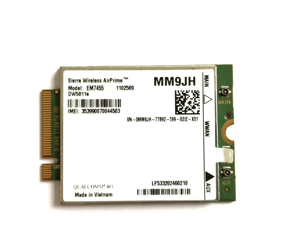 EM7455 DW5811e LTE-FDD LTE-TDD модуль 4G 4G сим-карту, Cat6 для Dell ноутбук PN внутренней катушкой, MM9JH