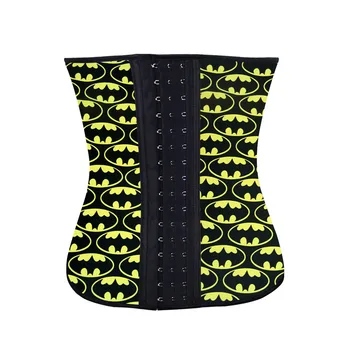 

Sexy Bat Print Latex Waist Trainer Tummy Control Women Waist Bodycon Corsets Cincher Hooks Slimming Body Shaper Plus Size XXXL