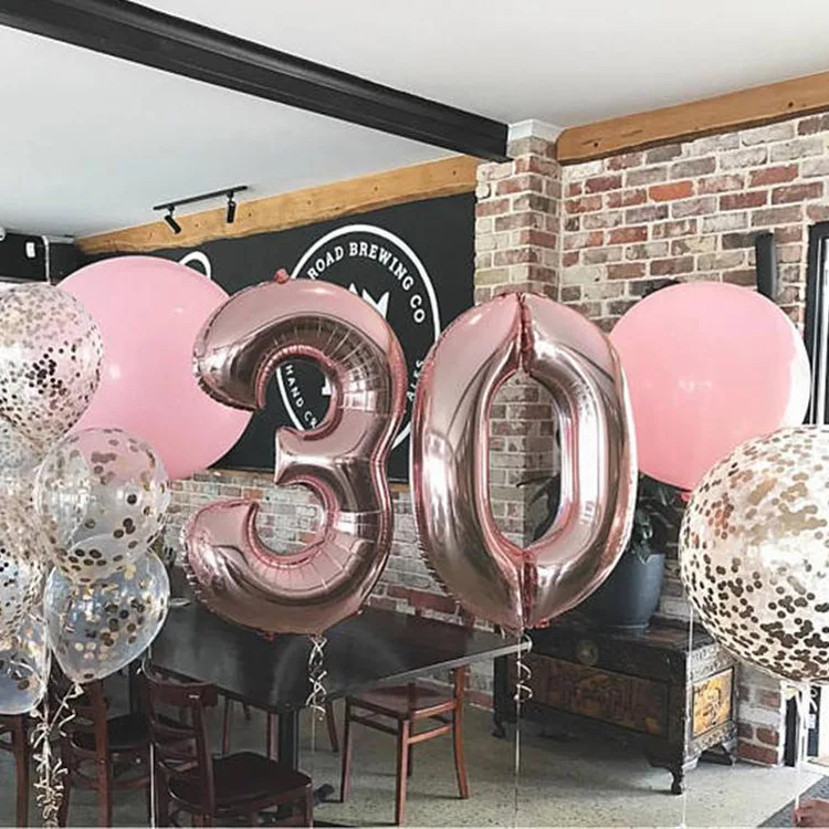 

40inch Number Aluminum Foil Balloons Rose Gold Silver Digit Figure Balloon Child Adult Birthday Wedding Decor Party Supplies 1PC
