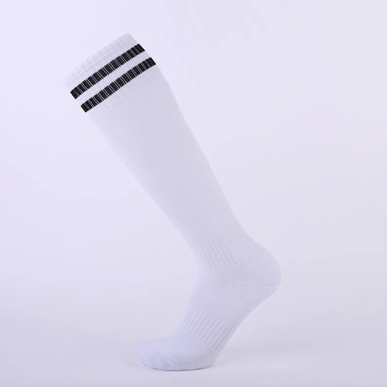 New Professional adult children Color Stripe Sports Soccer Socks Breathable Running Jogging kids High Knee Socks Long Stocking - Цвет: white