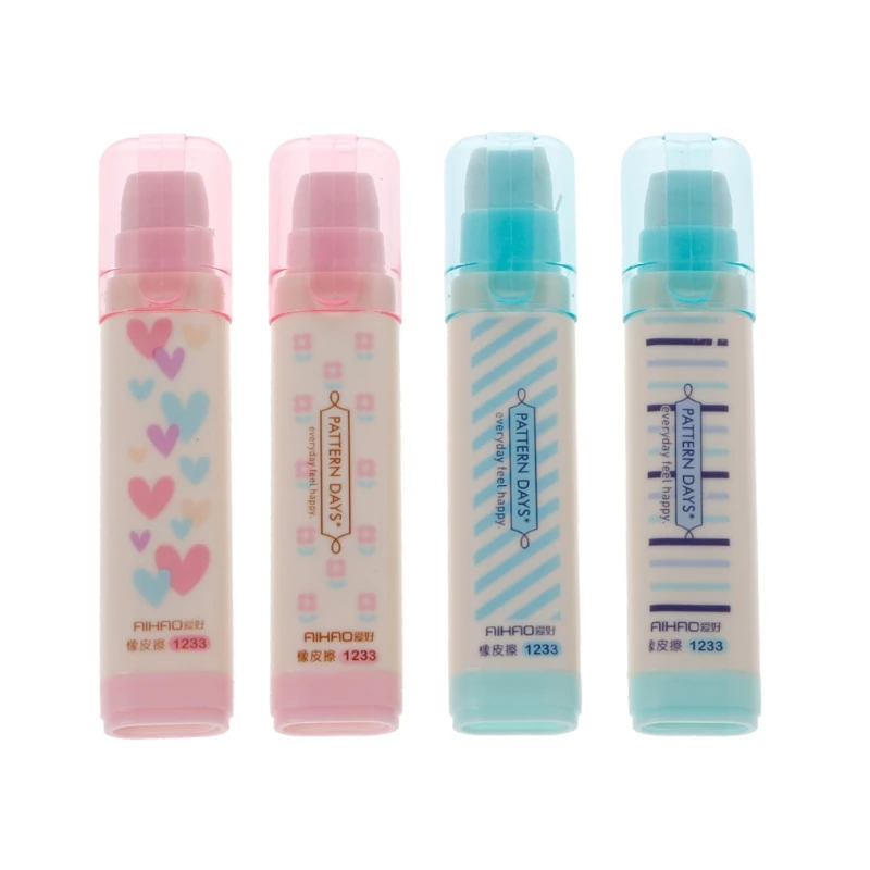 

Cute Kawaii Heart Flower Rubber Erasers Lovely Stripe Pencil Eraser For Kid Gift