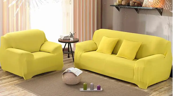 Candy Yellow Чехлы для диванов sofa slipcover Твердые упругие один/два/три/четыре-местный стрейч живописные 21 цветов принципиально диван чехол для дивана Капа де диван - Цвет: Candy Yellow