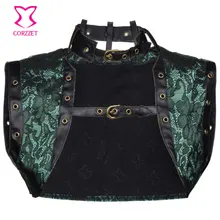 Green Floral Brocade Women Small Coat Bolero Jacket Corset Steampunk Gothic Clothing Corsets And Bustiers Costume Accessories