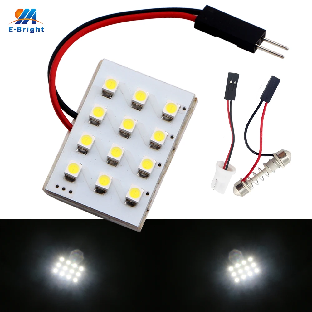 YM E Bright 100 PCS Panel 1210 12 SMD 3528 Car LED Light 12V Dome Led