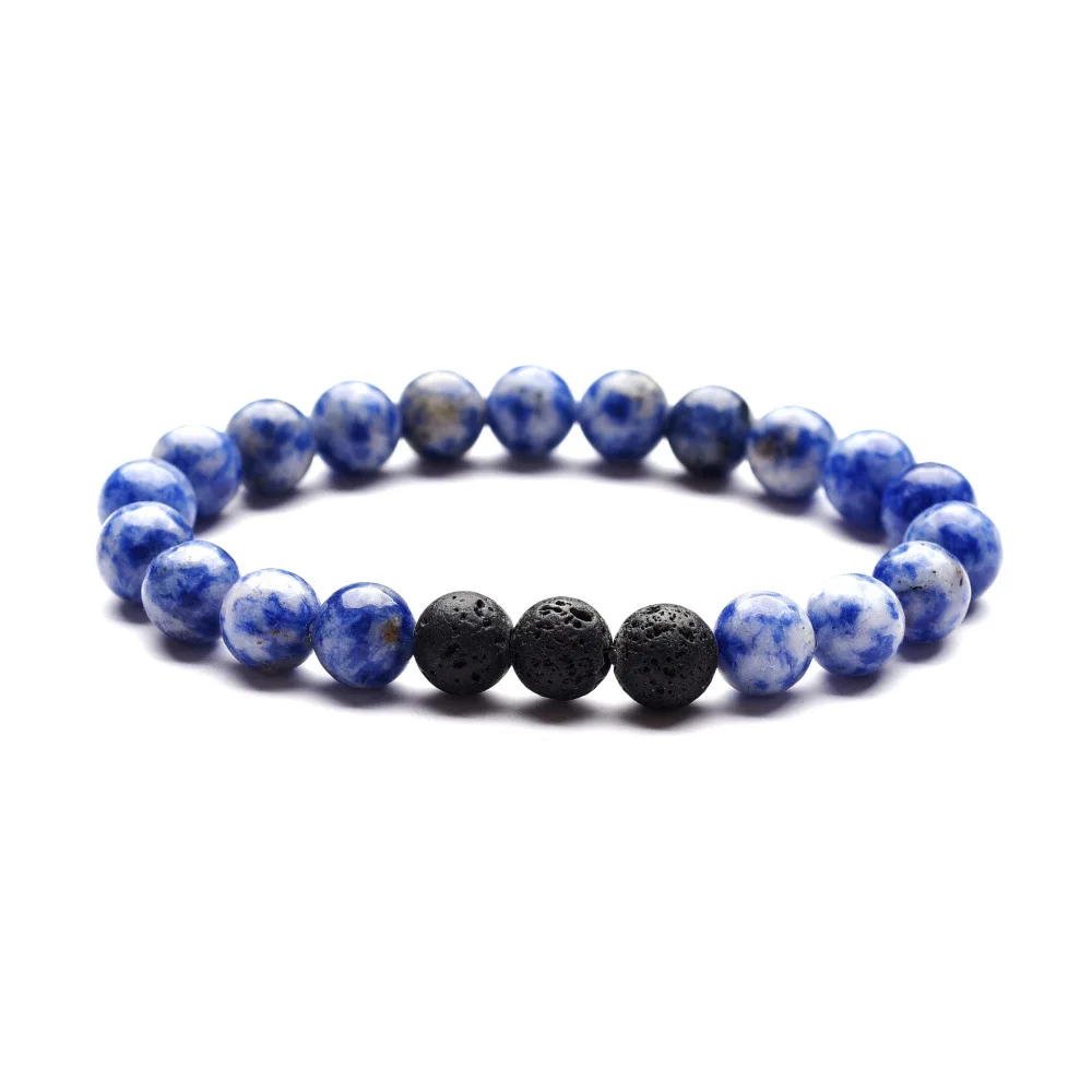 Bracelet Sodalite Et Pierre De Lave