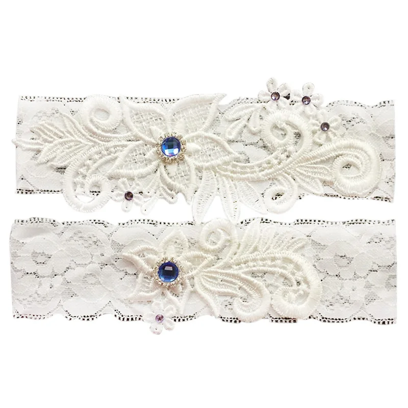 

Wedding Bride Garter Belt Hand Made Lace Leg Garter Belt 2 Piece Set For Female