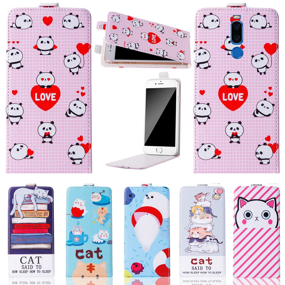 Fashion Cartoon vertical up and down Stand Flip PU Leather Cover Plastic Back With Card Holders For MEIZU X8 Case | Мобильные