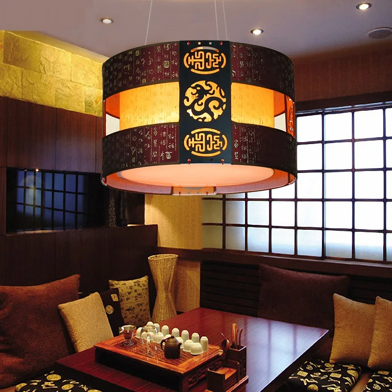 Chinese style Wooden pendant light classical dining hotel room living
