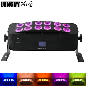 

Free Shipping Up Wash Light 12*18w RGBWA+UV 6 IN 1 Led Battery Wireless DMX Freedom Par Light With Phone App For DJ Disco