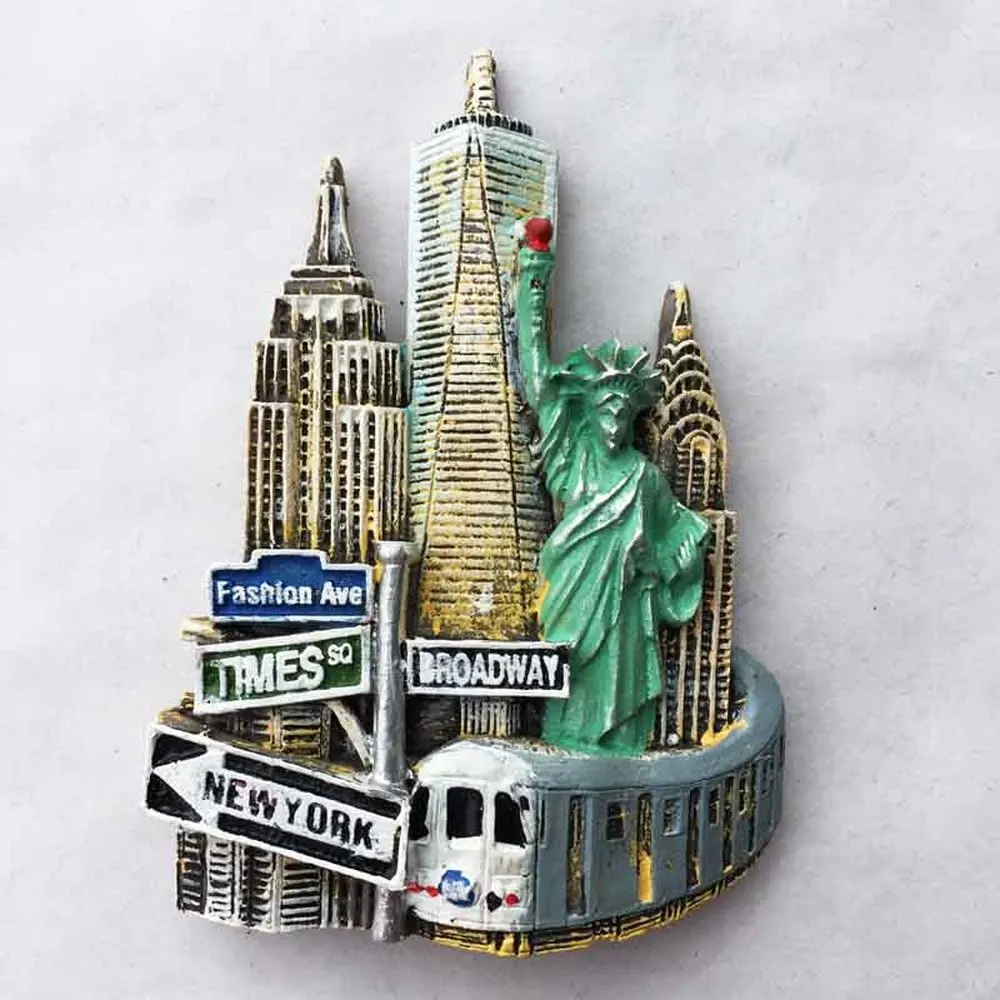BABELEMI 1PCS USA New York City Landmark Fridge Magnet Souvenir Statue of Liberty Refrigerator Magnets Decor Crafts|Магниты на