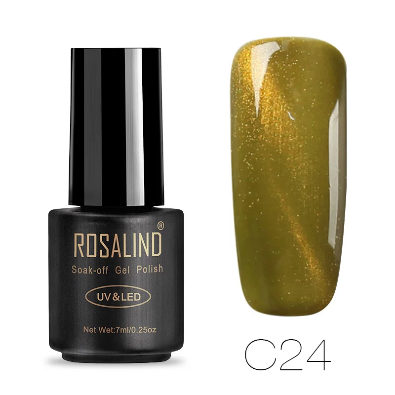 RAC24 ROSALIND 7 м лак для ногтей магнит кошачий глаз замочить от полу Vernis Перманентный голографический Блеск Гель lacuqer УФ светодиодный лак - Цвет: RAC24