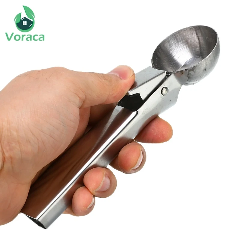 Durable Stainless Steel Ice cream Scoop Practical Ice Ball Maker for Mash Fruit Food Spoon Kitchen Tools Frozen Yogurt Dipper