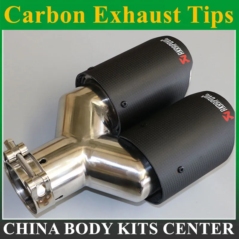 Akrapovic Style Carbon Fiber Exhaust Muffler Pipe Tip 60-76mm For Universal Car