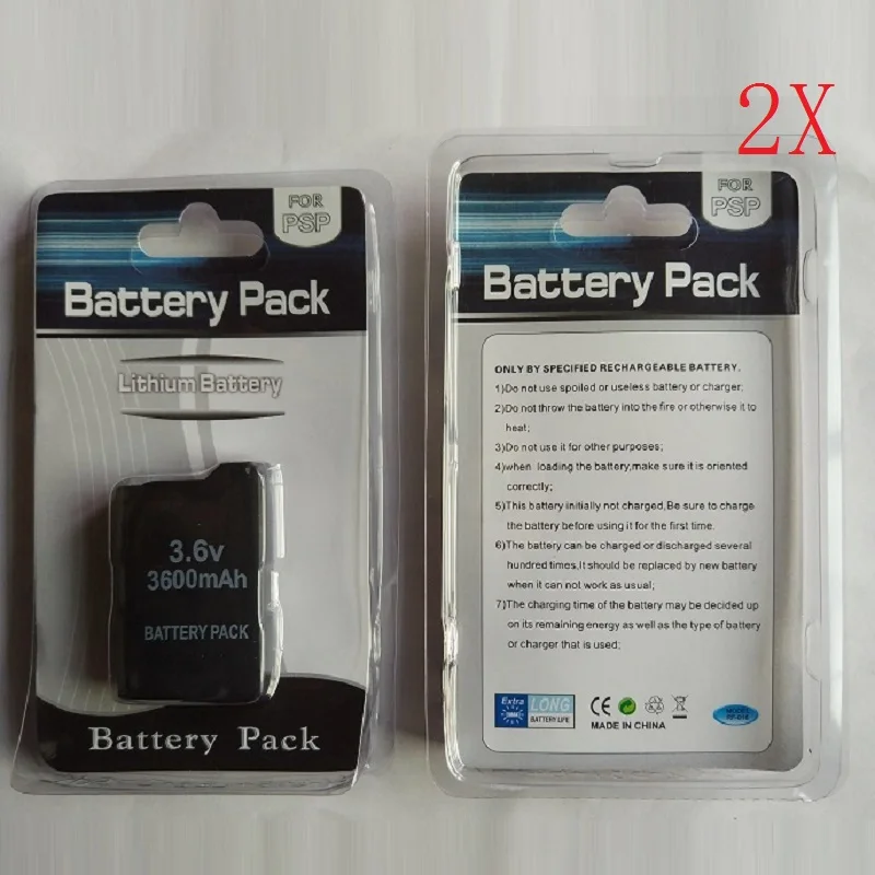 2 x 3600mAh Battery Pack for Sony PSP1000 PlayStation Portable Li Ion