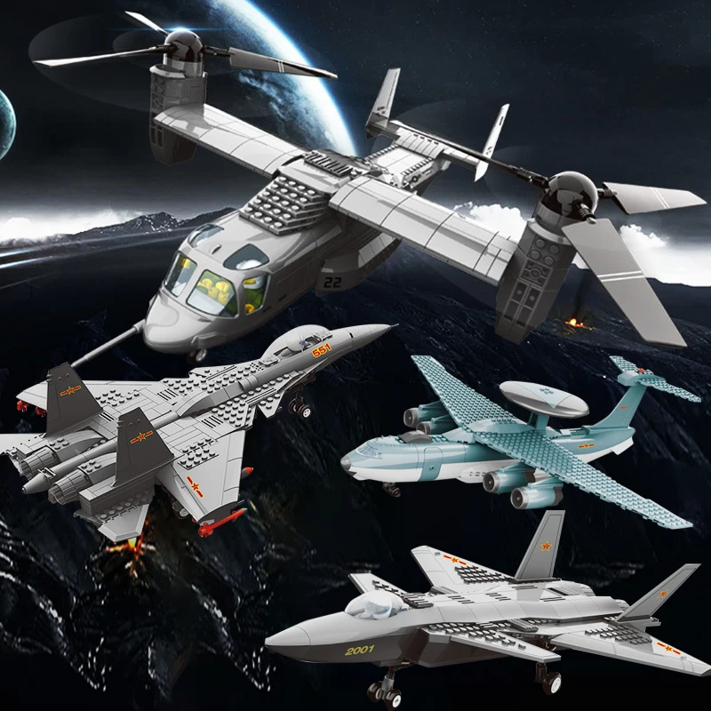 

compatible Technic Military fighter jet Aircrafted sets building blocks airplane ww2 world war 2 armor helicopter