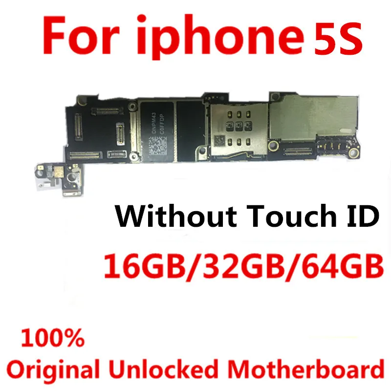 Оригинальная разблокированная материнская плата для iphone 5S без Touch ID/с Touch ID, материнская плата для iphone 5S, 16 ГБ/32 ГБ/64 ГБ