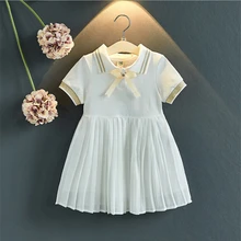 Новинка; милое летнее платье принцессы для девочек в консервативном стиле; платье-поло; Детская летняя одежда; платье для маленьких девочек; повседневная одежда