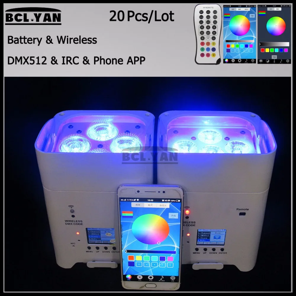 20XLot Night Club freedom 4/6x18W RGBWAUV 6in1 сценические огни с питанием от батареи Wifi Led Par|Эффект