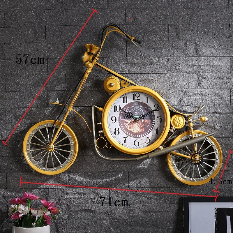 Meijswxj большие настенные часы Saat Reloj креативные мотоциклетные настенные часы для гостиной Ретро железные велосипедные цифровые часы 71x57x4,5 см