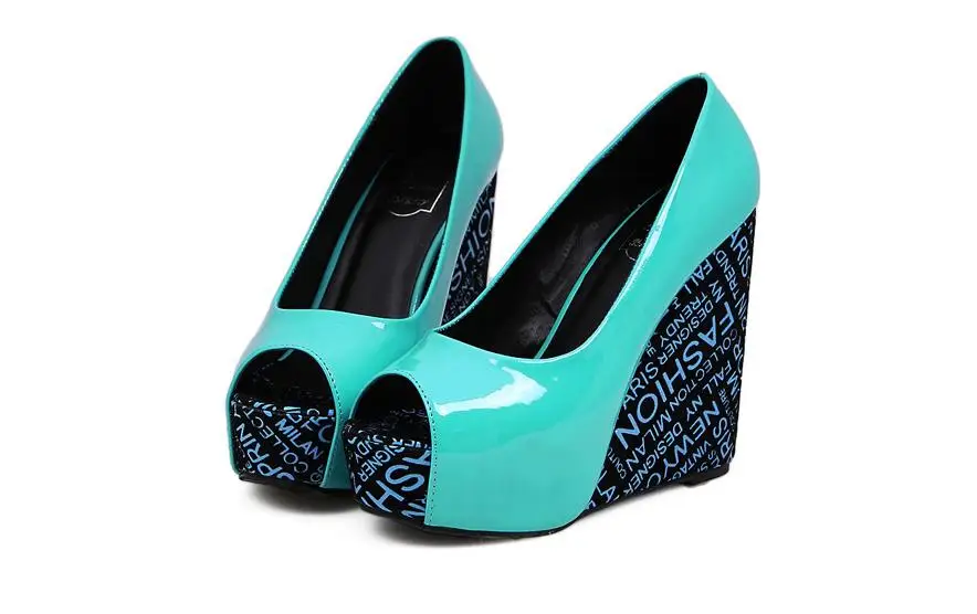 

2018 Summer new sweet slope with raised fish mouth sandals high heel collage shoes.